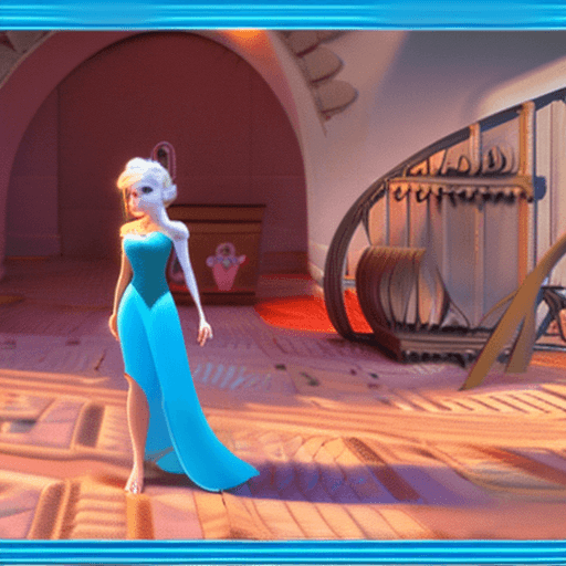 AI generated: Photo of a elsa from Disney Pixar 3D in Bikini, Disney Pixar 3d look