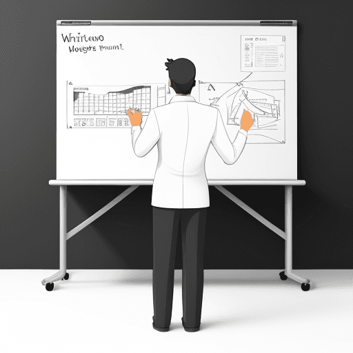 AI generated: png white background, person presenting a plan on a whiteboard, in the style of animated illustratio...