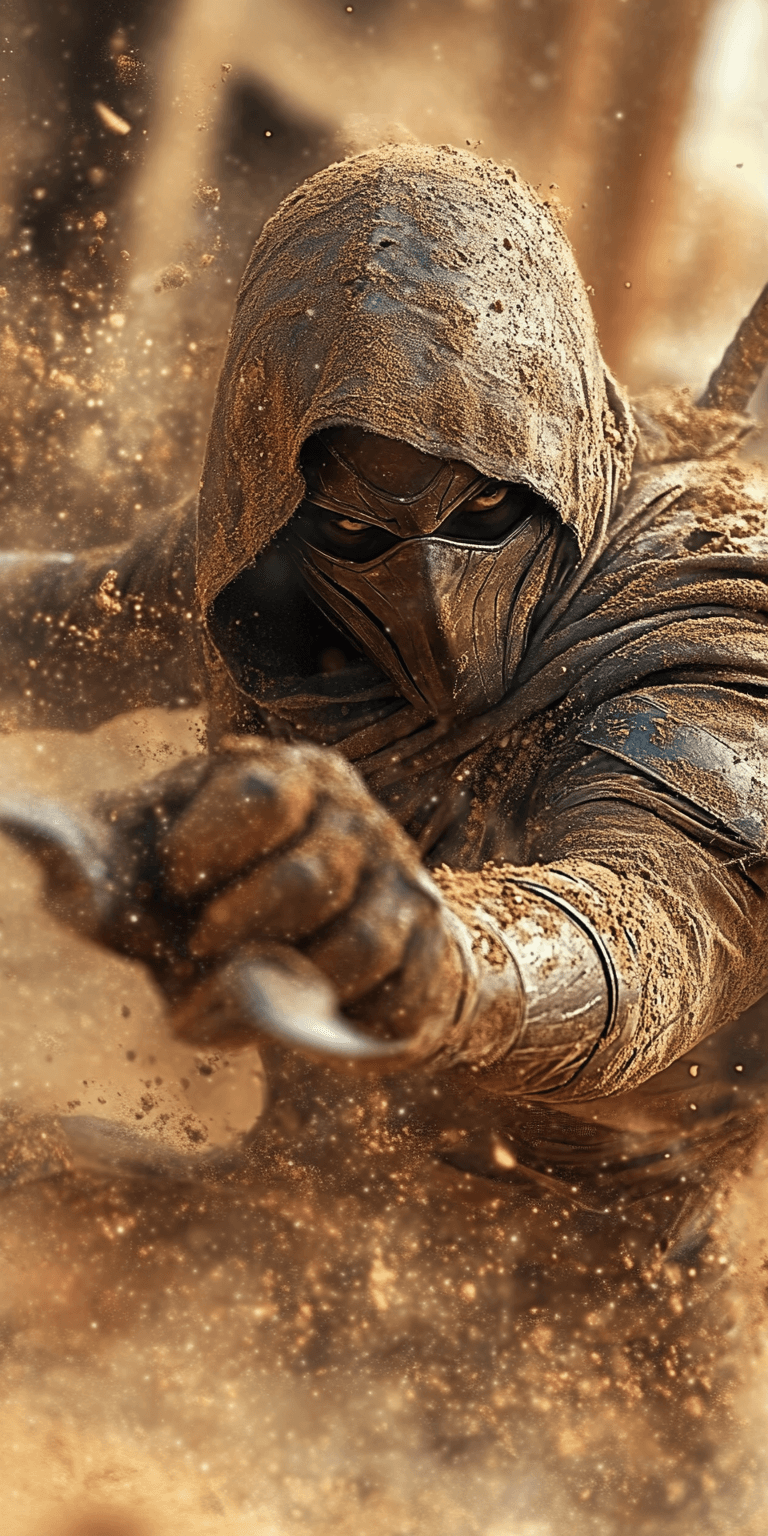 AI generated: Moon Knight dissolving into swirling sand, ultra-realistic, in the style of Marvel Comics, volumetri...