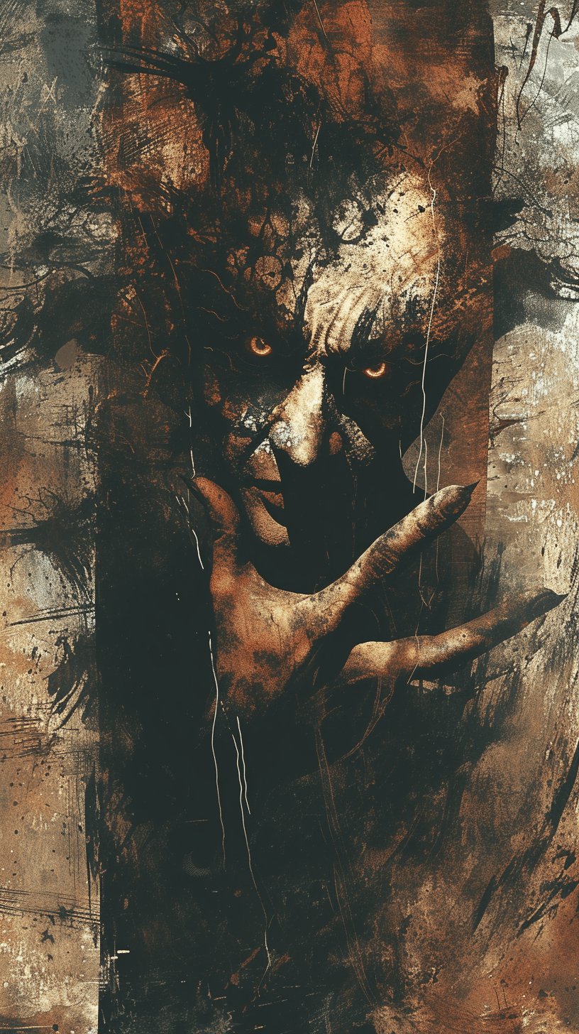 AI generated: an old imaginative and scary painting --ar 9:16 --style raw