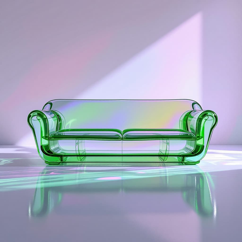 AI generated: hyper realistic, ultra-resolution photography, front shot, vibrant green color transparent vinyl mat...