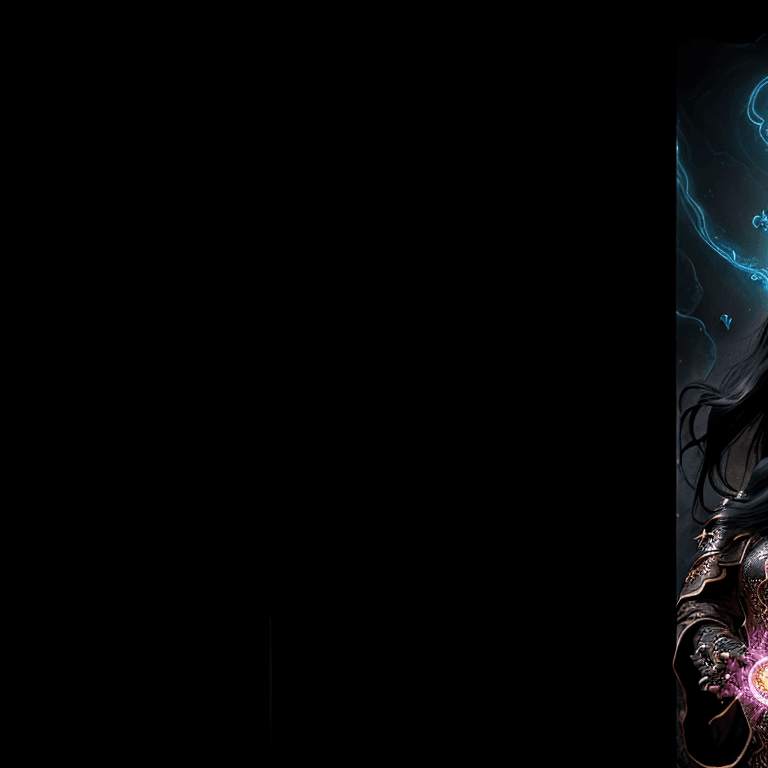 AI generated: A female warlock with long black hair wearing leather armor, Casting a Spell, Swirling magical energ...