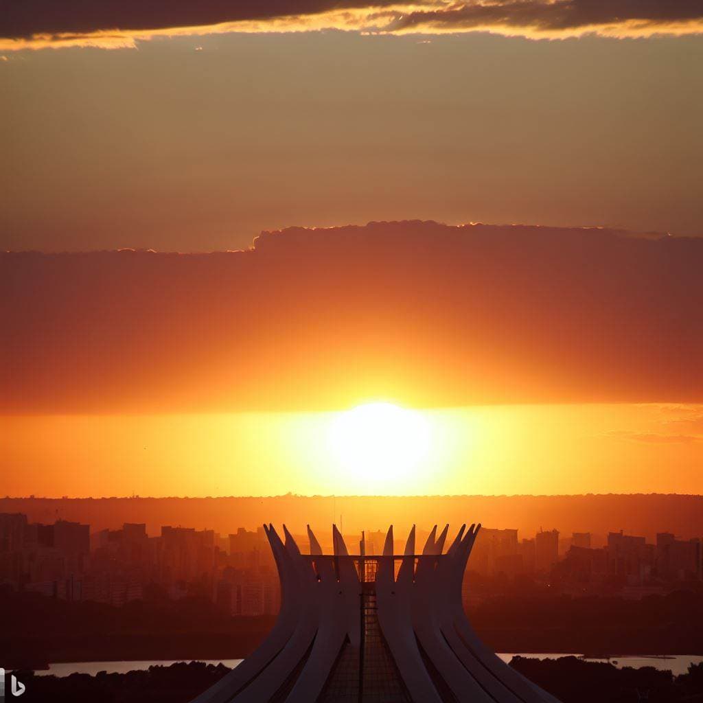 AI generated: Sunset viewed from the Brasília's metropolitan cathedral