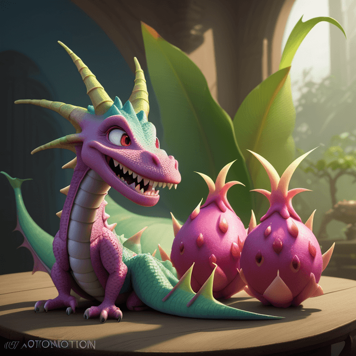 AI generated: A happy cartoon Dragon Fruit, Pixar Style, perfect composition, 8k artistic photography, photorealis...