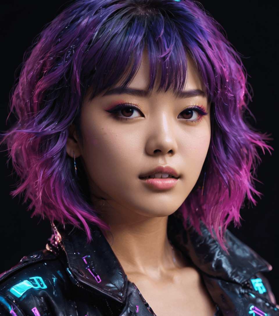 AI generated: neonpunk style {20-year-old Japanese pop idol, on stage, lively dance, singing, cute appearance, ene...