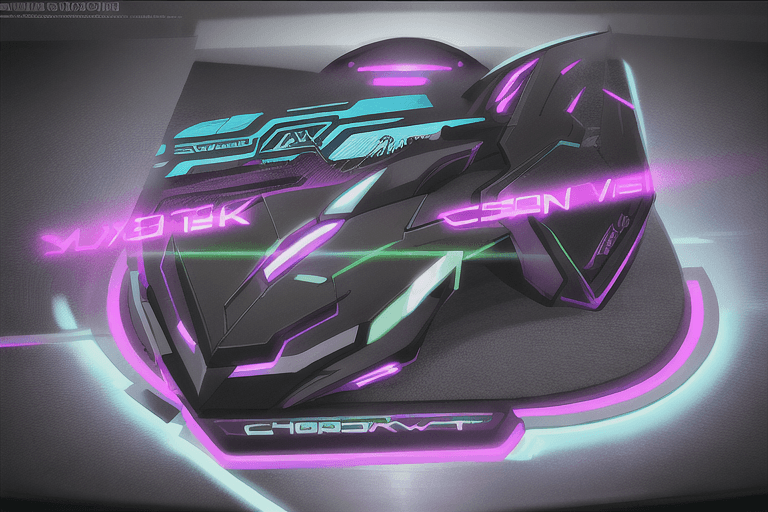 AI generated: cyber punk style mousepad with black background, graphics, neon