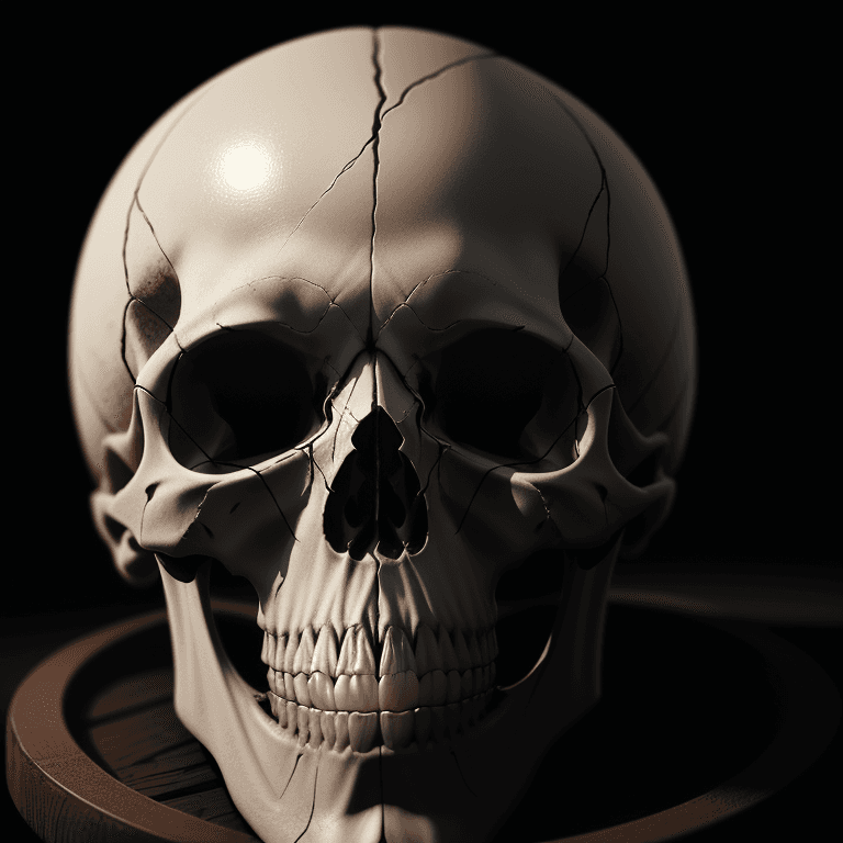 AI generated: human skull, rim light, cinematic  , 4k, hyper realistic, focused, extreme details