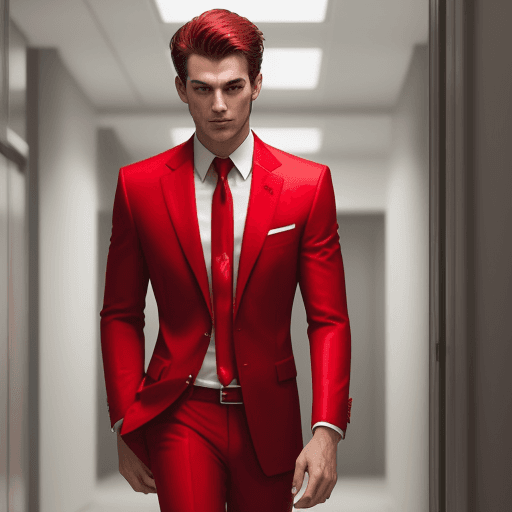 AI generated: Put in a red suit
