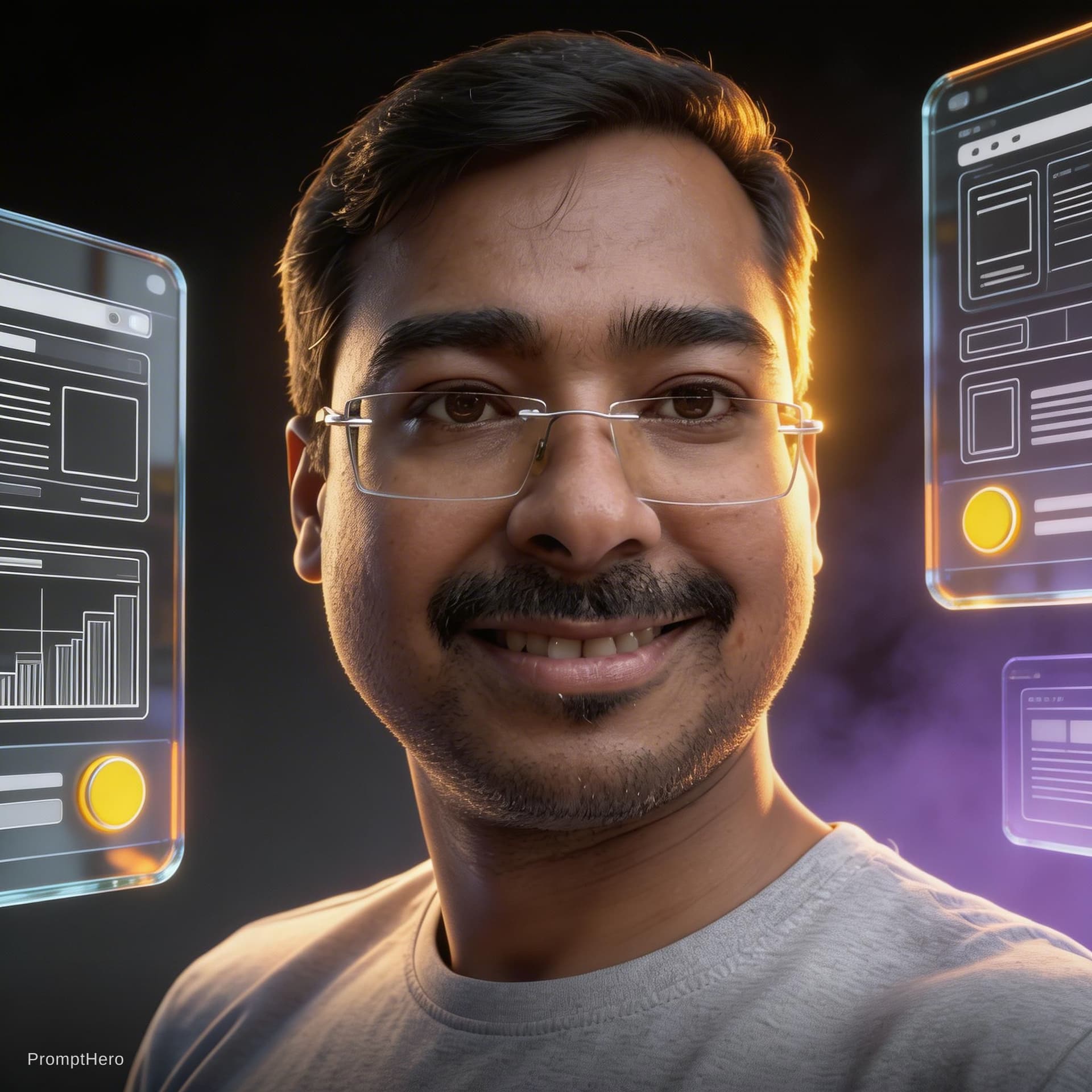 AI generated: A high-end 16:9 3D CGI cinematic hero banner. A focused UI/UX designer [face from character referenc...
