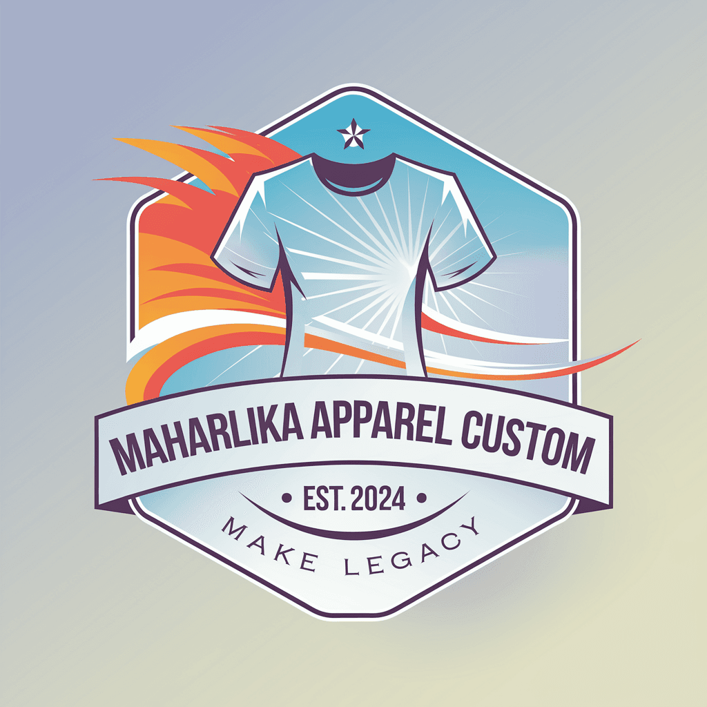 AI generated: A vibrant vector-style logo with a sleek hexagonal badge features a stylized t-shirt with a radiant ...