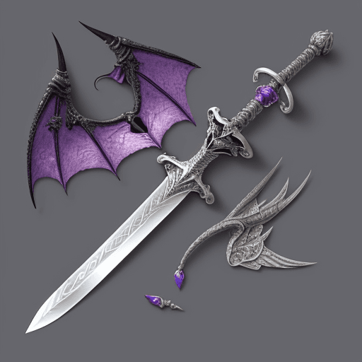 AI generated: top down view; a short sword on a pedistal with a silver blade. The short sword has small quillions ...
