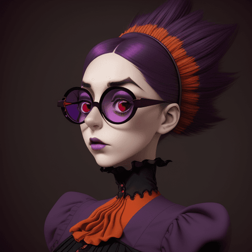 AI generated: cartoon castor glasses, purple, in the style of natalie shau, dark orange and red, junya watanabe, b...