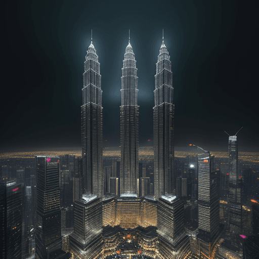 AI generated: hyperrealistic and intricate detail portrait of malaysia klcc with futuristic | cyberpunk| biolumine...