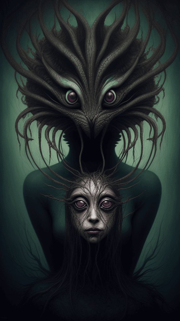 AI generated: surreal portrait surrealism art style
creature art in an expressionistic style surrealist performanc...
