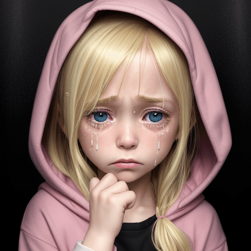 AI generated: masterpiece, best quality,a sad blonde little girl with blonde hair crying with tears wearing pink h...