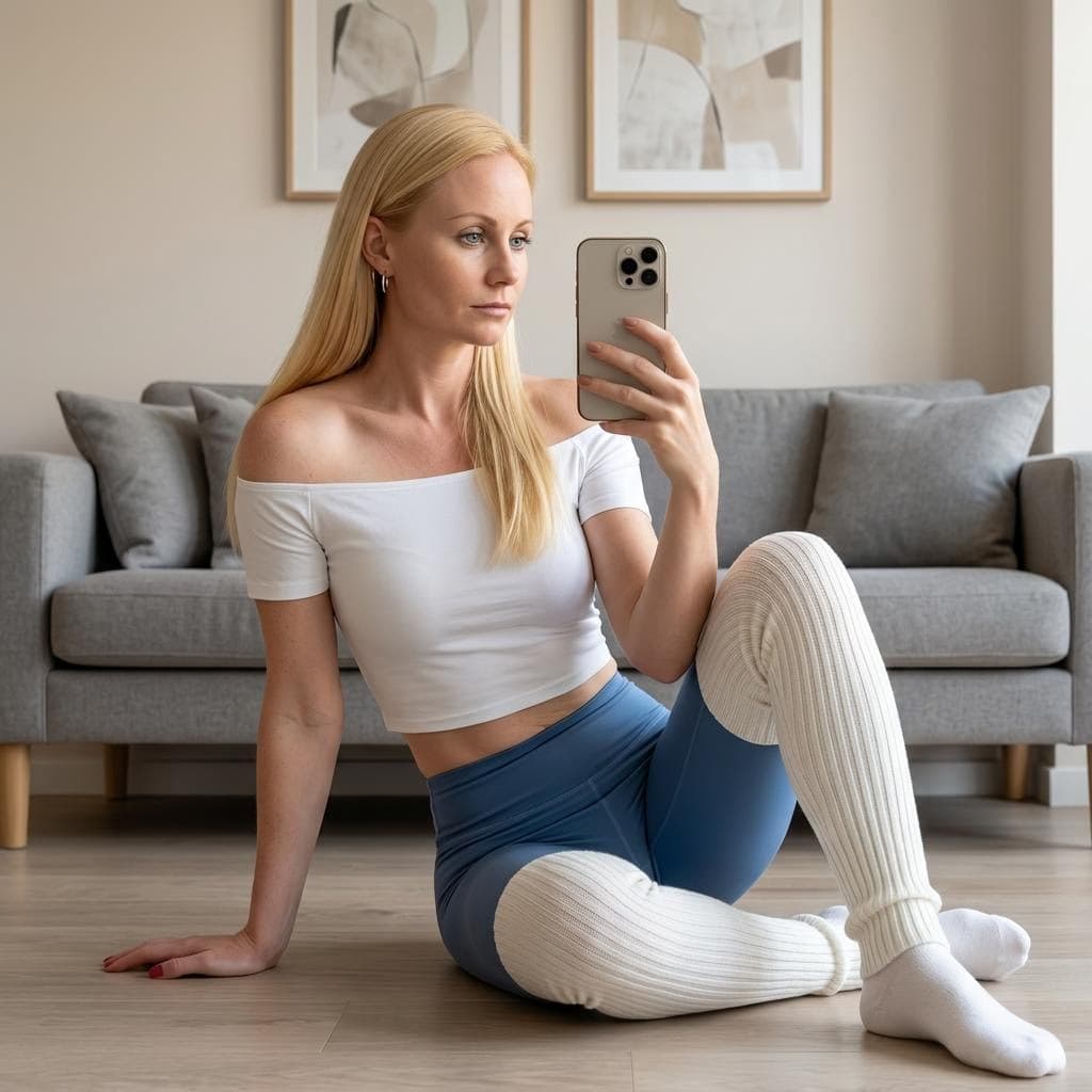 AI generated: Create an ultra-realistic and highly detailed image of a young woman sitting on the floor in a cozy,...