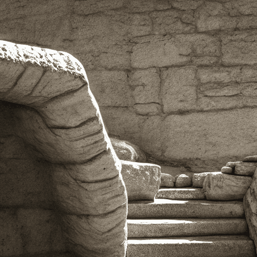 AI generated: stone stairs, a mountain made of stairs, minimalist natural backround 
