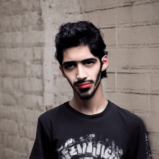 AI generated: Black Hair, Black Eyes, Guy, Goatee, Skinny, 
Teenager