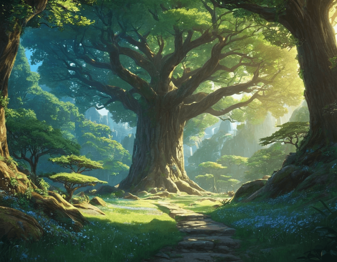 AI generated: Viral anime nature wallpaper in 4K quality, in the style of digital illustration inspired by Hayao M...
