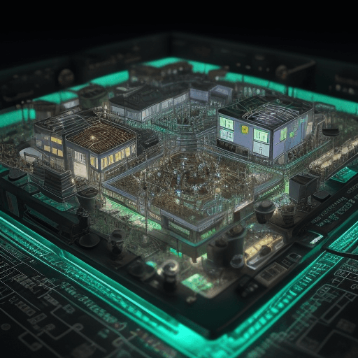 AI generated: microscopic community living on a circuitboard:: hyperrealisitc circuitboard:: 8k