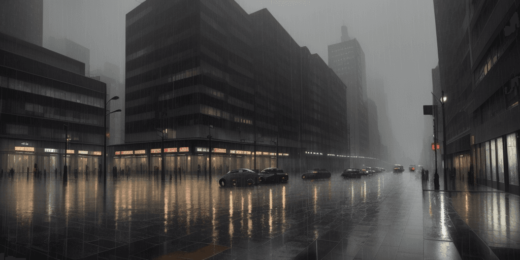 AI generated: rain, grey, city