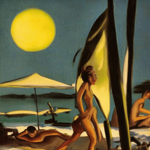 AI generated: a scene of a warm summer night, on the beach of a pacific island, 8k, high resolution, art style by ...