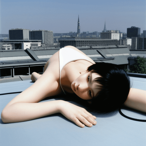 AI generated: Boris Yeltsin lying on the rooftop with vodka