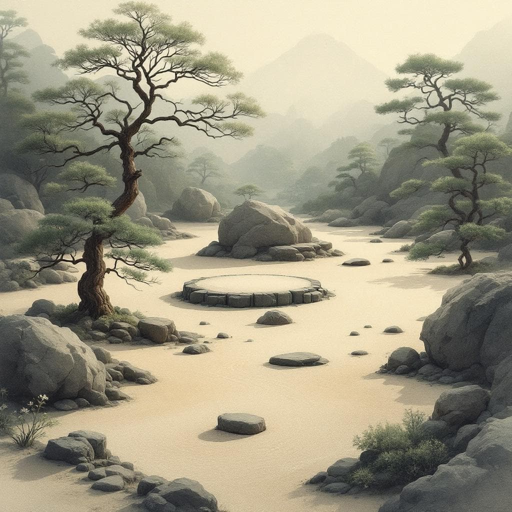 AI generated: Create an image that harmoniously combines Renaissance painting techniques with Japanese ink wash st...