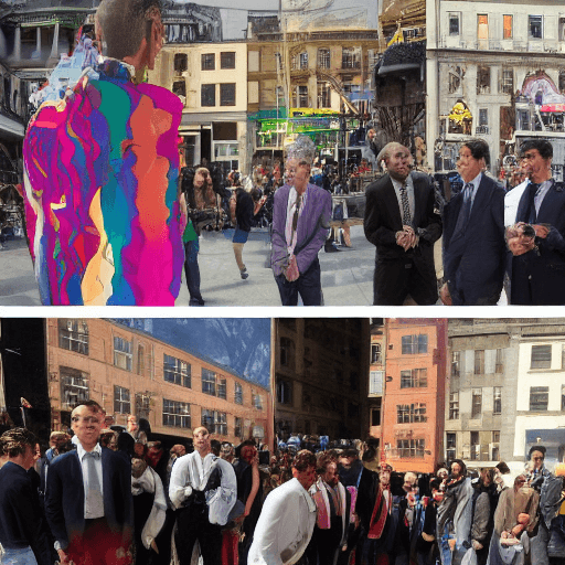 AI generated: A beatiful paintings that represents the crowd, a diverse array of people come together, representin...