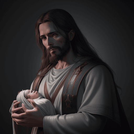 AI generated: Hyper realistic Bible character design, Jesus baby was born, void arcanist, mist, photorealistic, oc...