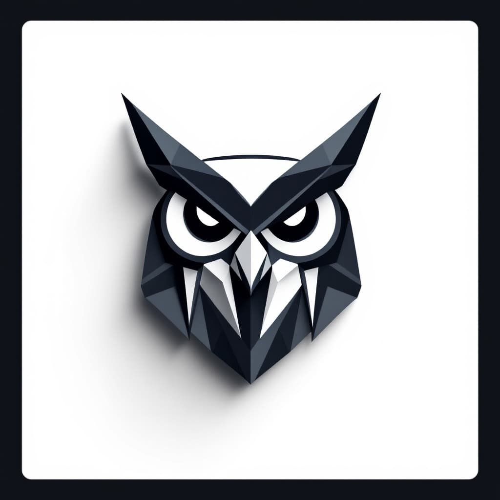 AI generated: A sleek and modern logo design for a tech startup, featuring a stylized geometric owl icon with shar...