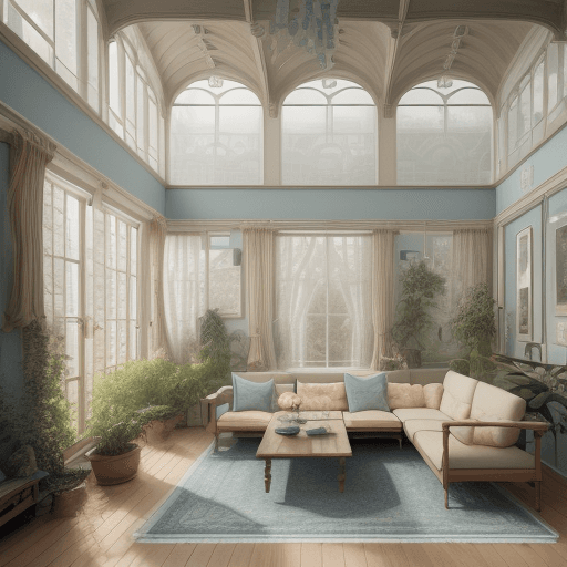 AI generated: High resolution photography interior design, dreamy sunken living room conversation pit, wooden floo...