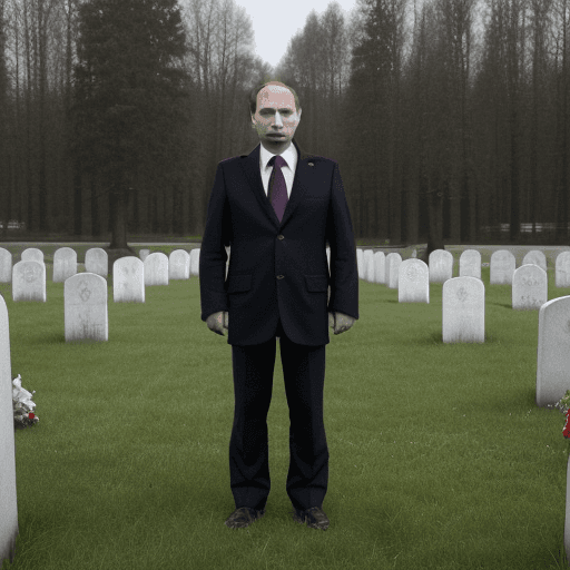 AI generated: 
vladimit putin is standing by the open grave 