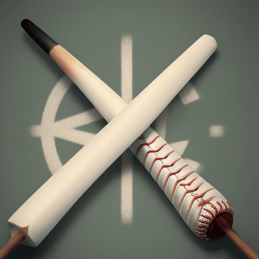 AI generated: baseball bat, flying from the center of a lot of dollars