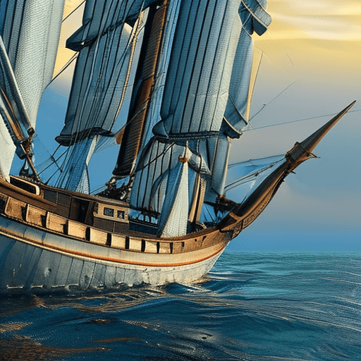 AI generated: Photo of a ultra realistic sailing ship, dramatic light, pale sunrise, cinematic lighting, battered,...