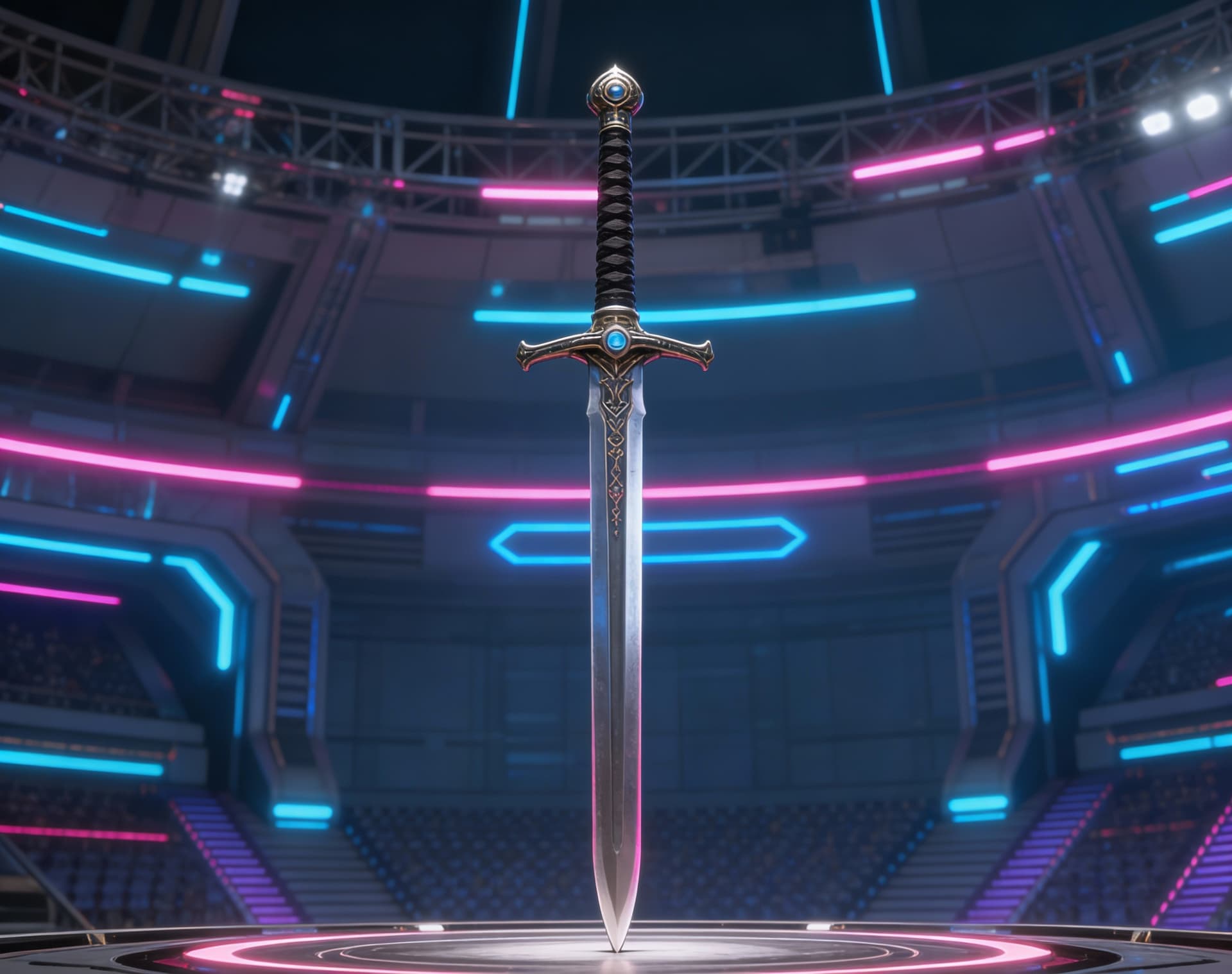 AI generated: Focus on the swords and give a display to showcase only the sword from tip to hilt from the referenc...