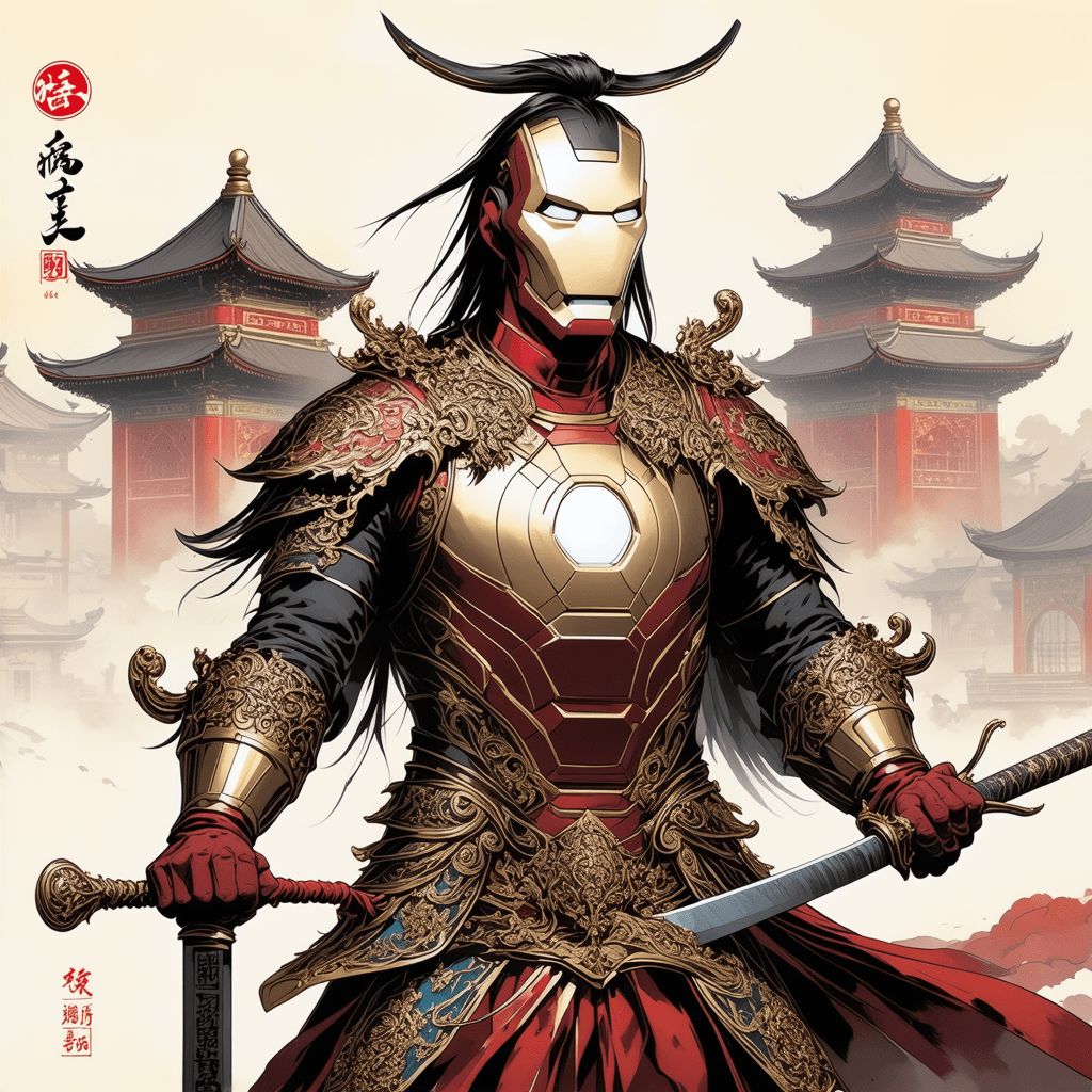 AI generated: Iron Man in Japanizes style