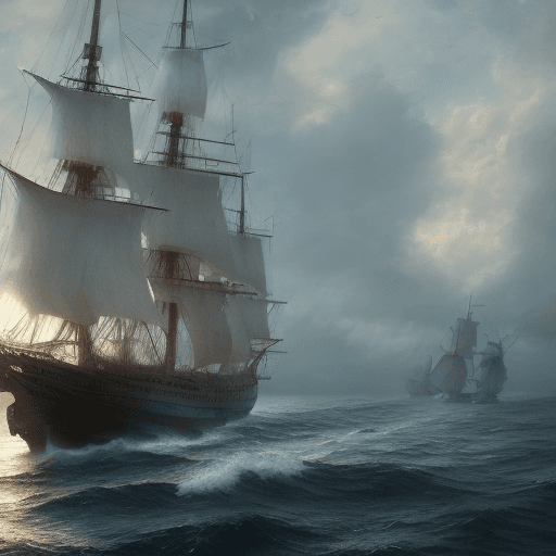 AI generated: Photo of a ultra realistic sailing ship, dramatic light, pale sunrise, cinematic lighting, battered,...