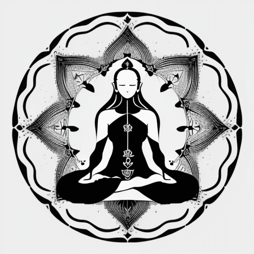 AI generated: (Meditation:1.3), Relaxation, mandala, (simple background,white background,logo:1.3), (black and whi...