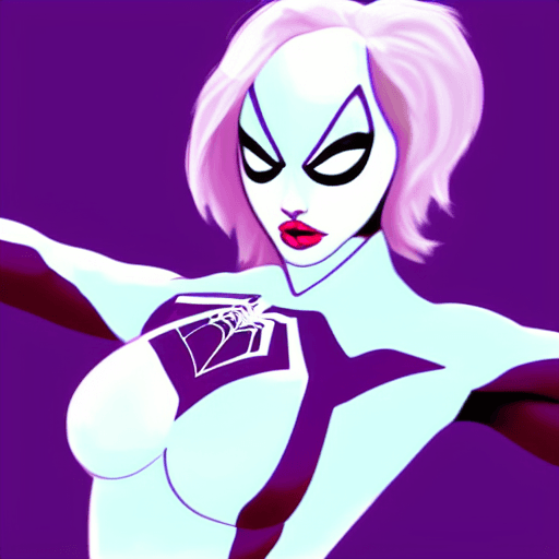 AI generated: spider-Gwen in a transparent bikini, hyperrealistic