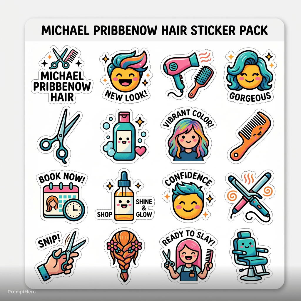 AI generated: Create a new modern and sharp business card for Michael Pribbenow Hair 
