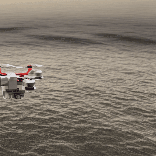 AI generated: High resolution mini lego  dron xag, minimalistic desing ,micraft,8k,3d,fly over the wild sea
