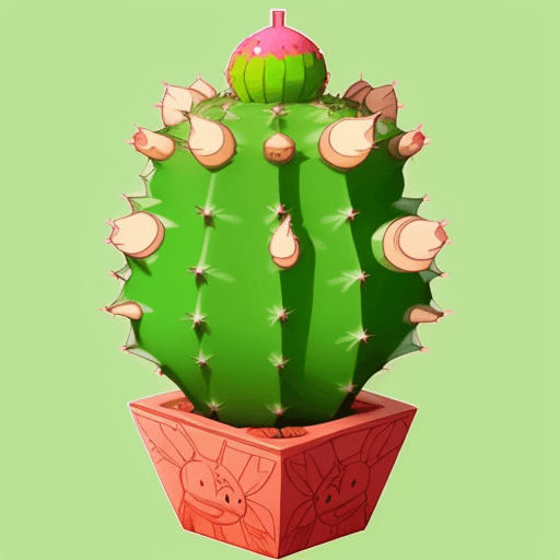 AI generated: A cute cactus fruit, manga, intricate artwork, 2d animation, one piece, bloxfruit