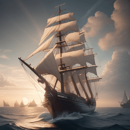AI generated: Photo of a ultra realistic sailing ship, dramatic light, pale sunrise, cinematic lighting, battered,...