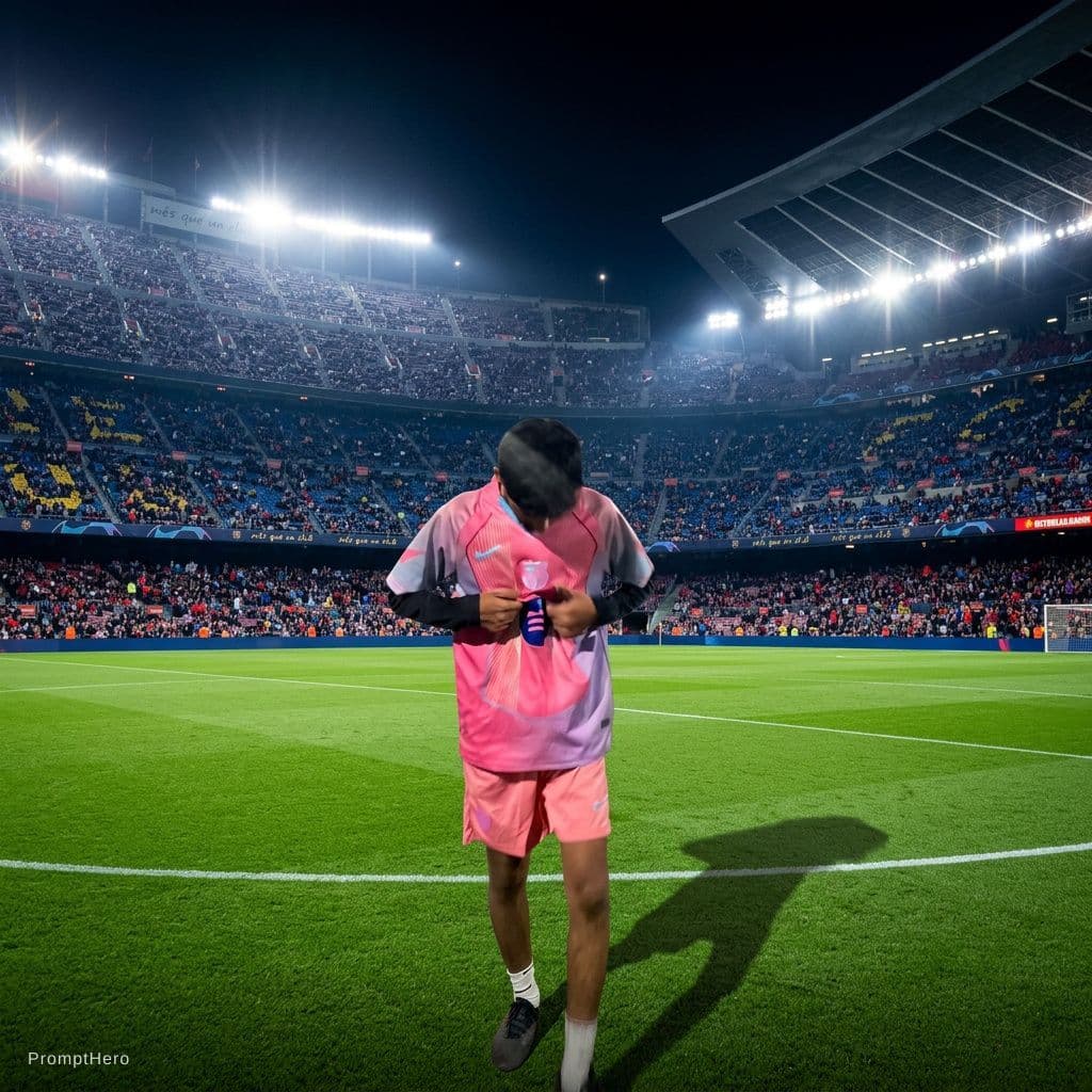 AI generated: Photo in fc barcelona stadium 