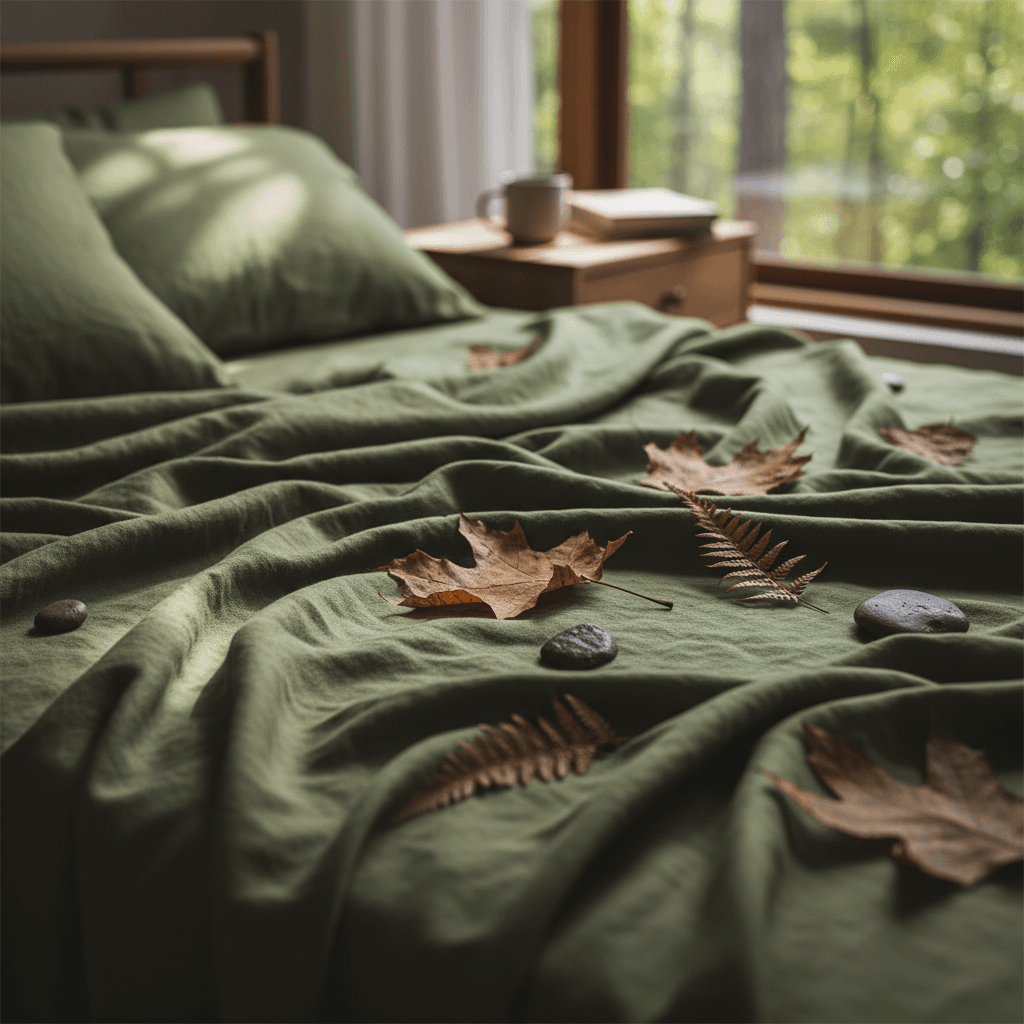 AI generated: Make the sheets green. Make the scene natural. 