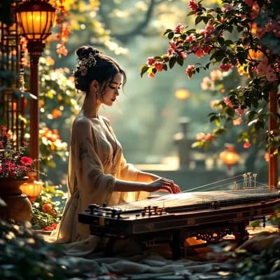 AI generated video: the woman plays the musical instrument