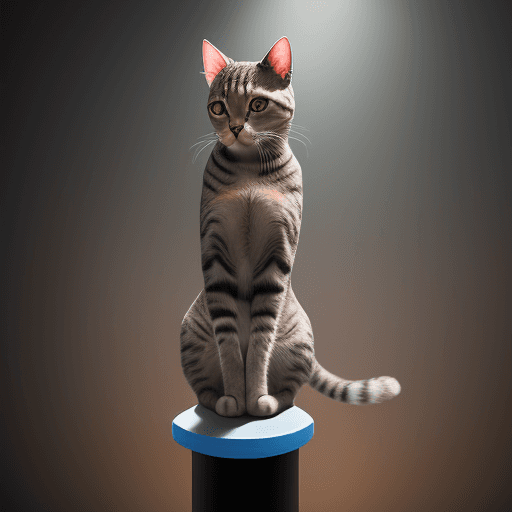 AI generated: Photo of a ultra realistic Cat with two tone color doing yoga on a pole with dramatic lighting