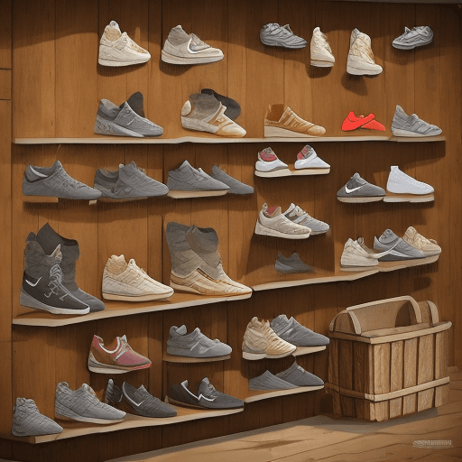 AI generated: Shop with Nike sneakers in medieval style - with country elements with hay