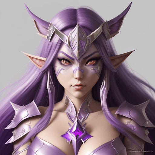 AI generated: woorigami a beautiful and strong purple female warrior night elf, world of warcraft, character conce...